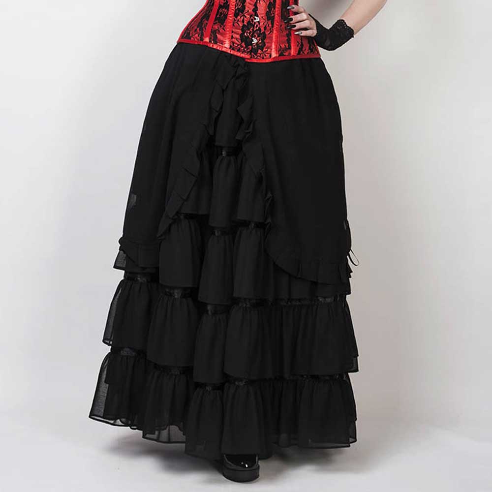 Attitude Corsets - Gothic skirt long Rok - Zwart